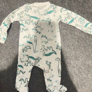 Carter's Teal and Gray Dinosaur Footie